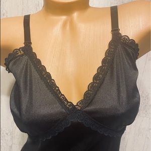 Vintage full dress slip or Chemise Black 36 w ILGWA seal USA made Retro Nylon